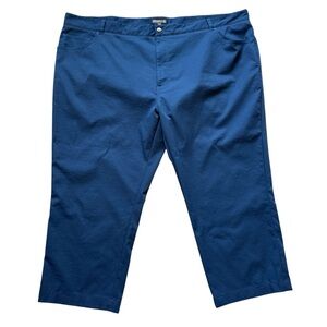 Peter Millar Men's Golf Cropped Pants Blue Size 52 Orange Trim Detailing Stretch